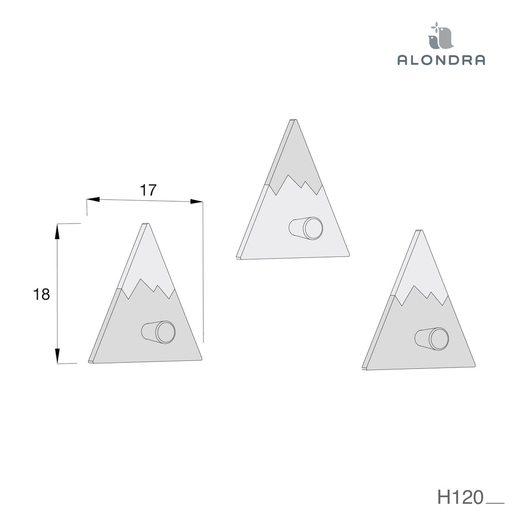Medidas de colgador infantil con forma de montaña