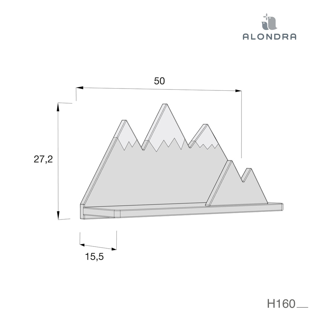Medidas de estante con forma de montañas