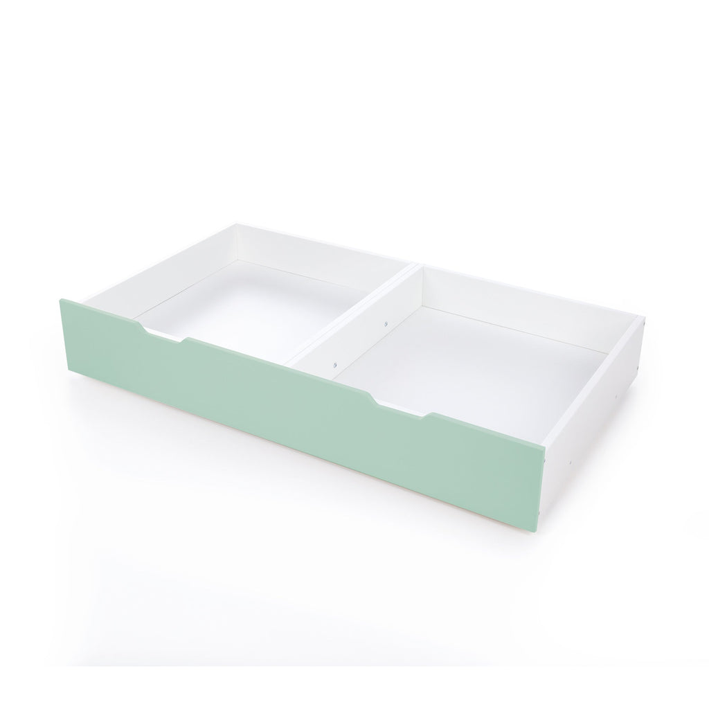 Cajones en color menta para cama grande Montessori Sogni XL