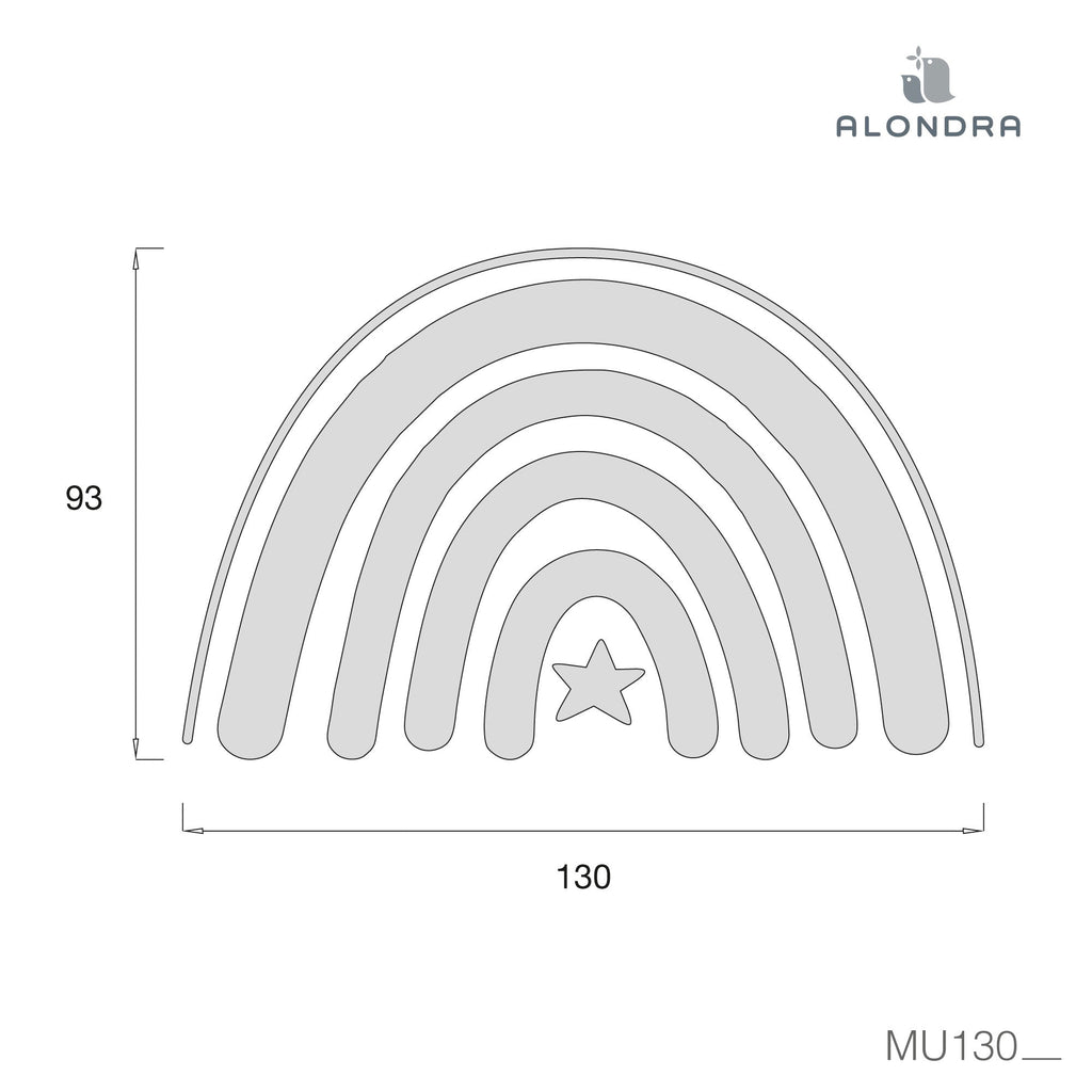 Medidas mural de pared de Arcoíris 130 cm de Alondra